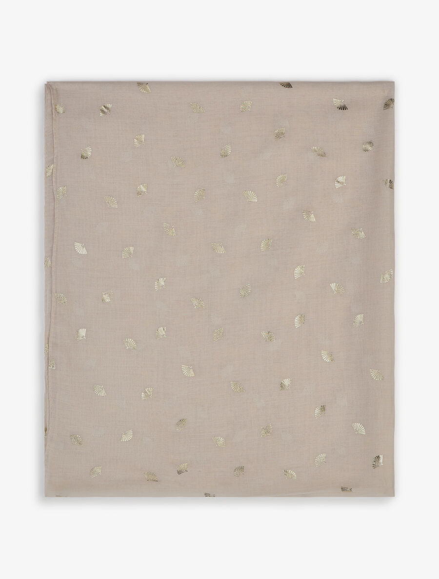Foulard à motif éventails irisés - Beige - 2