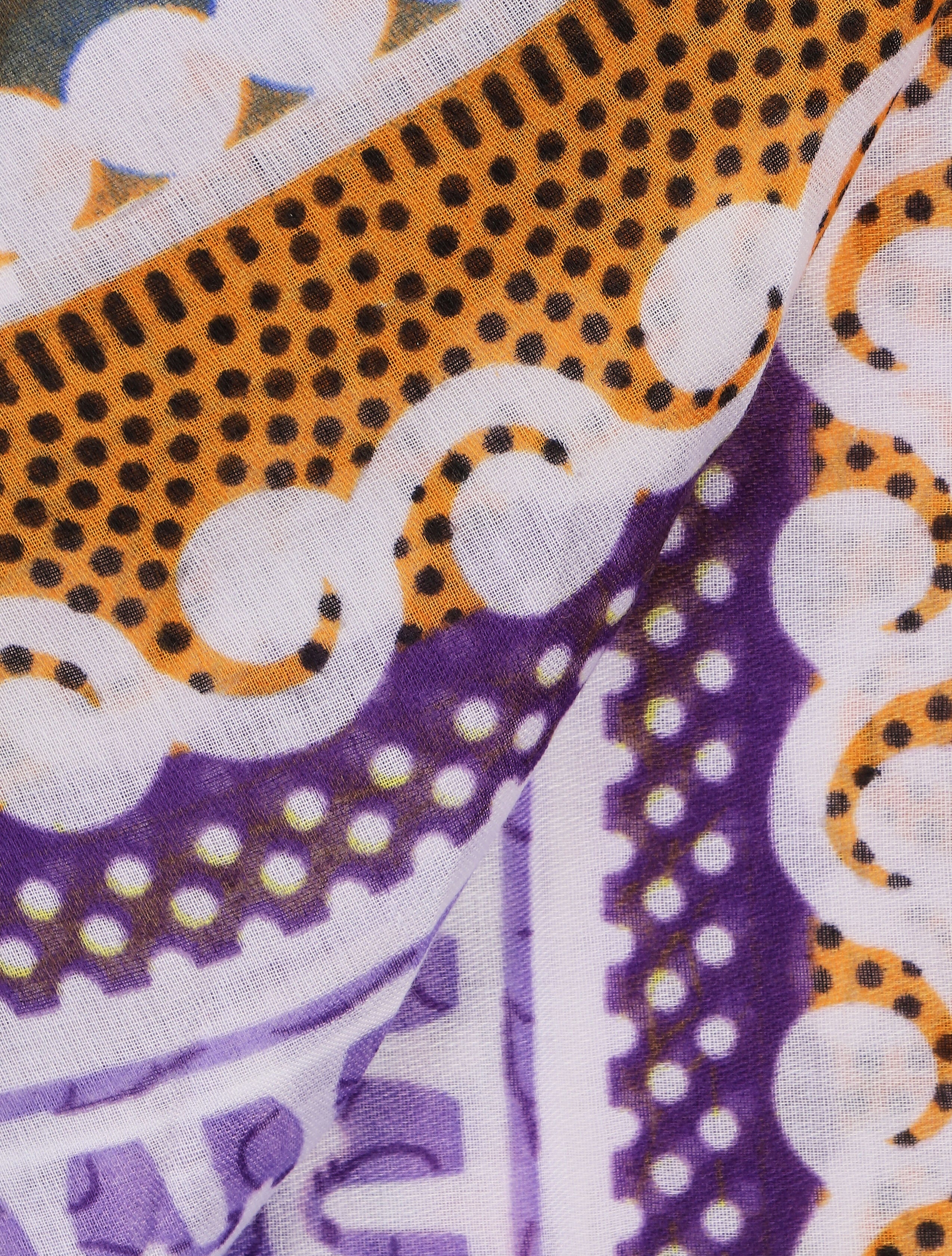 Foulard effiloché imprimé ethnique - Bleu - 3