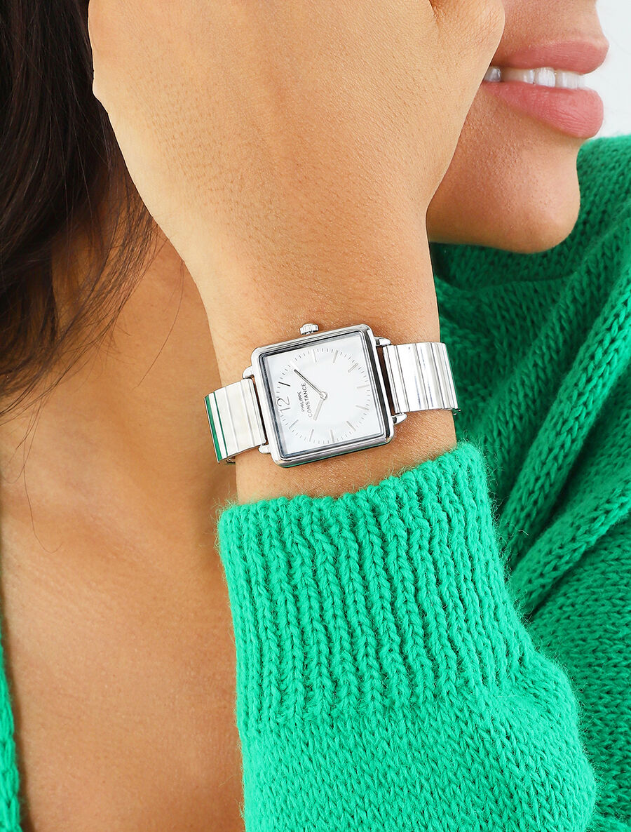 Montre carrée en acier - Argent - 1