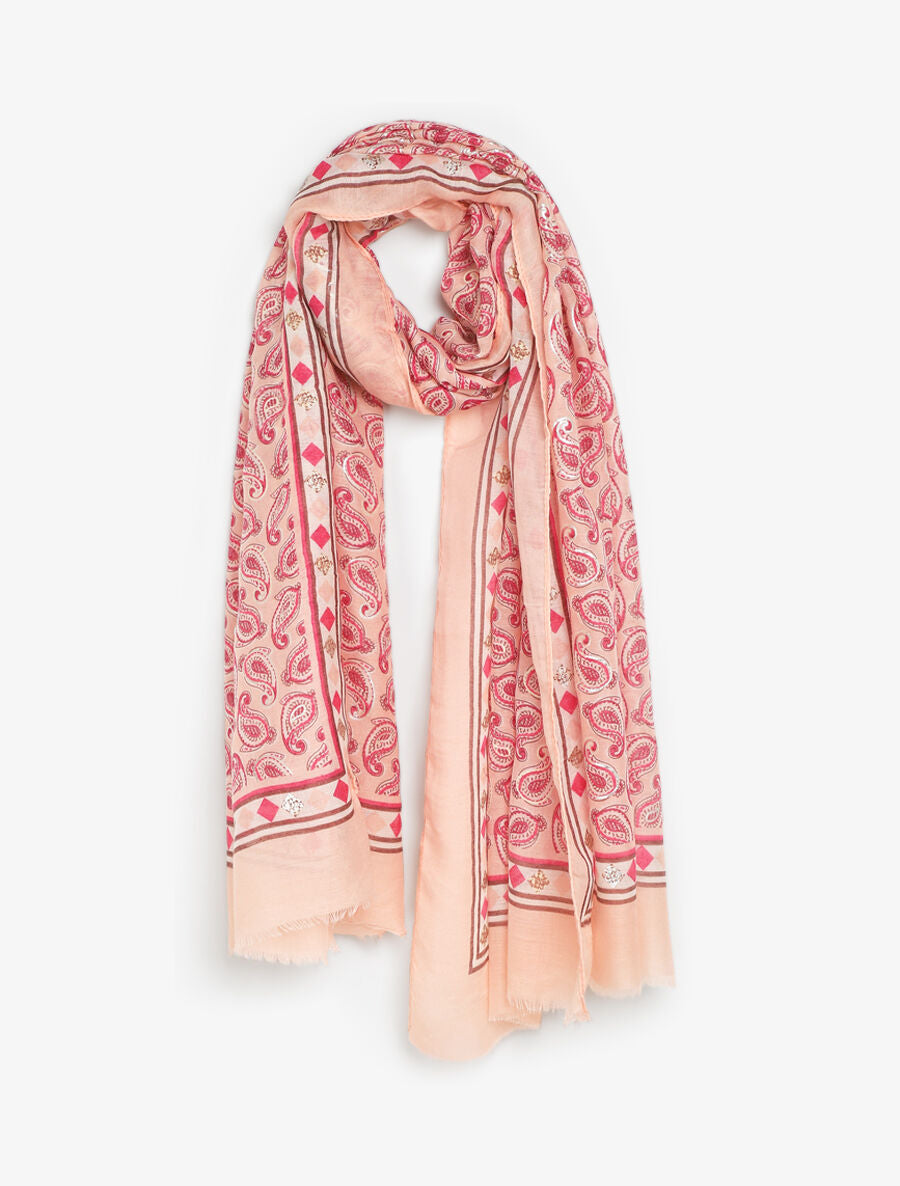 Foulard imprimé cachemire irisé - Rose - 1