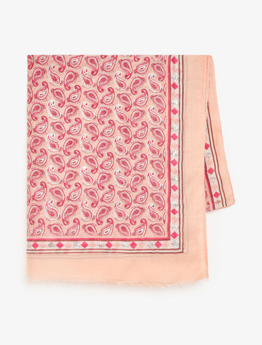Foulard imprimé cachemire irisé - Rose - 2