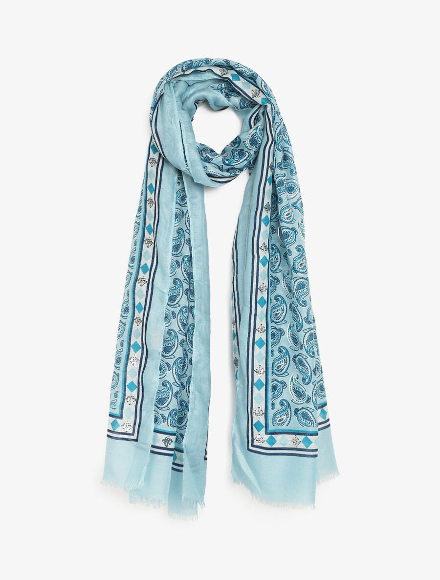 Foulard imprimé cachemire irisé - Bleu - 4