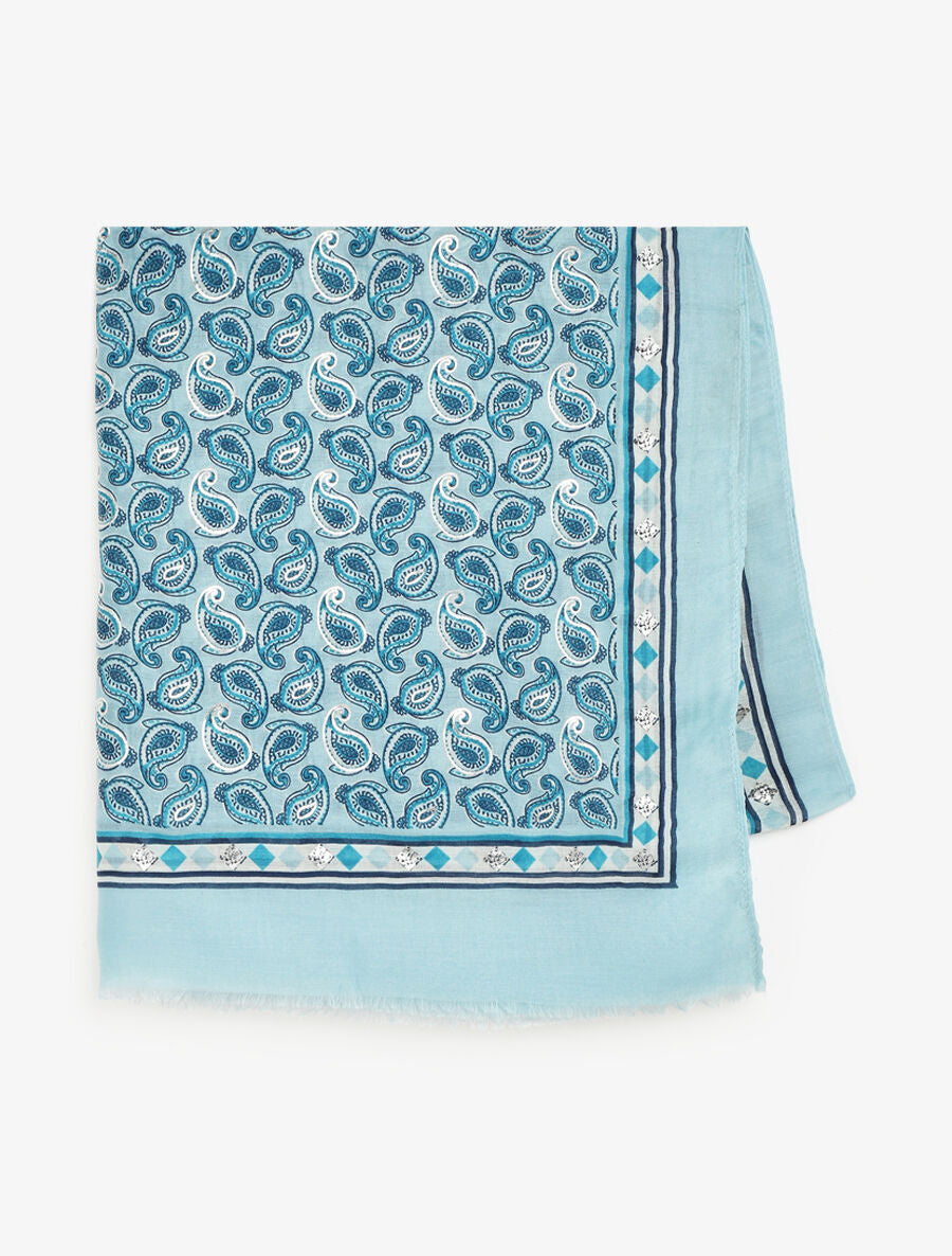 Foulard imprimé cachemire irisé - Bleu - 2