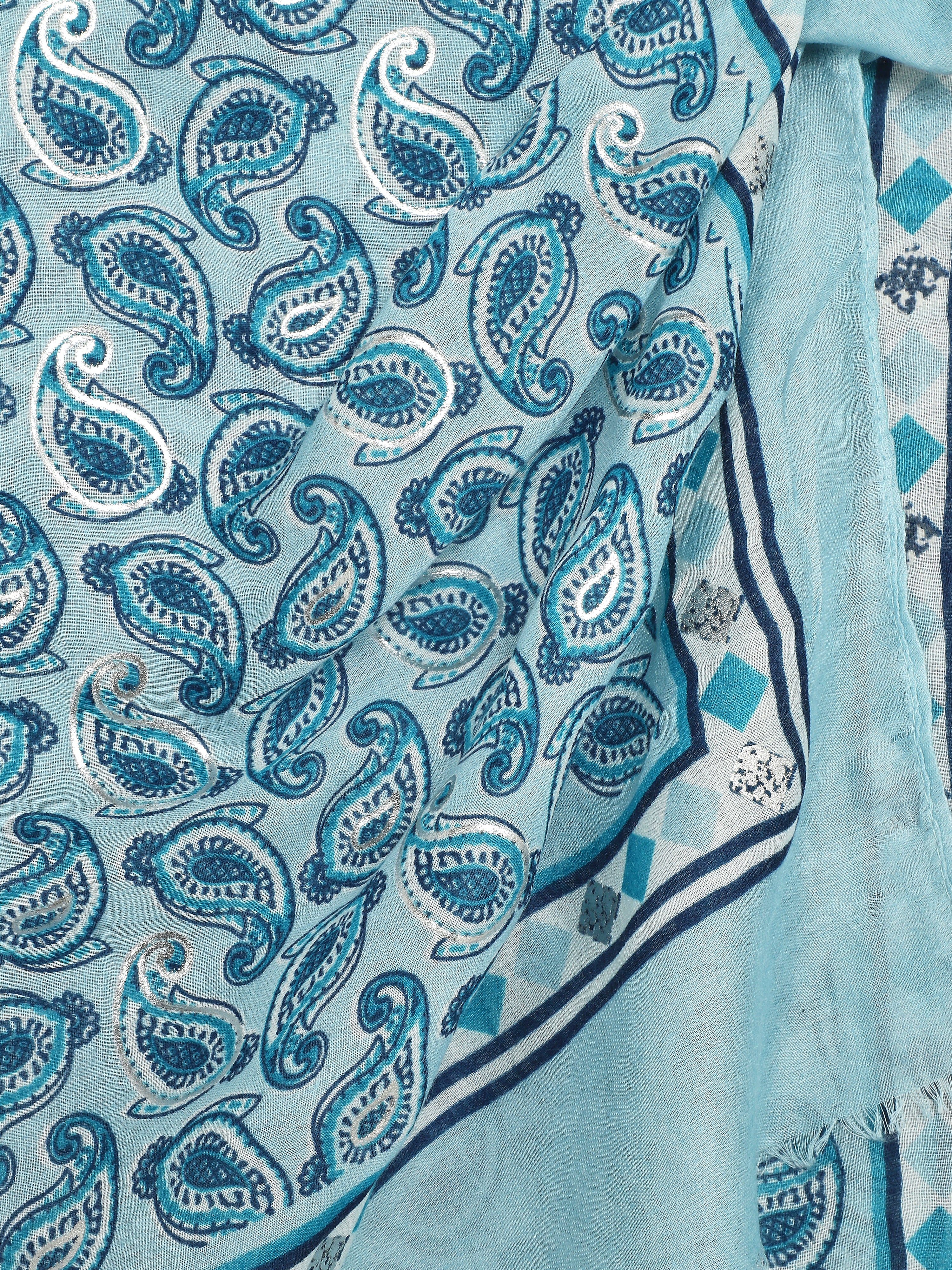 Foulard imprimé cachemire irisé - Bleu - 3