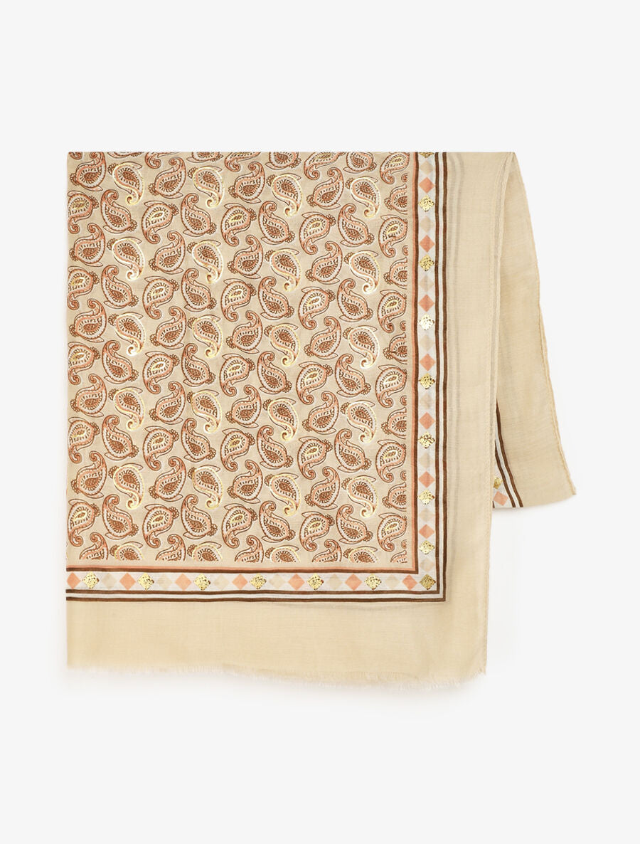 Foulard imprimé cachemire irisé - Beige - 2