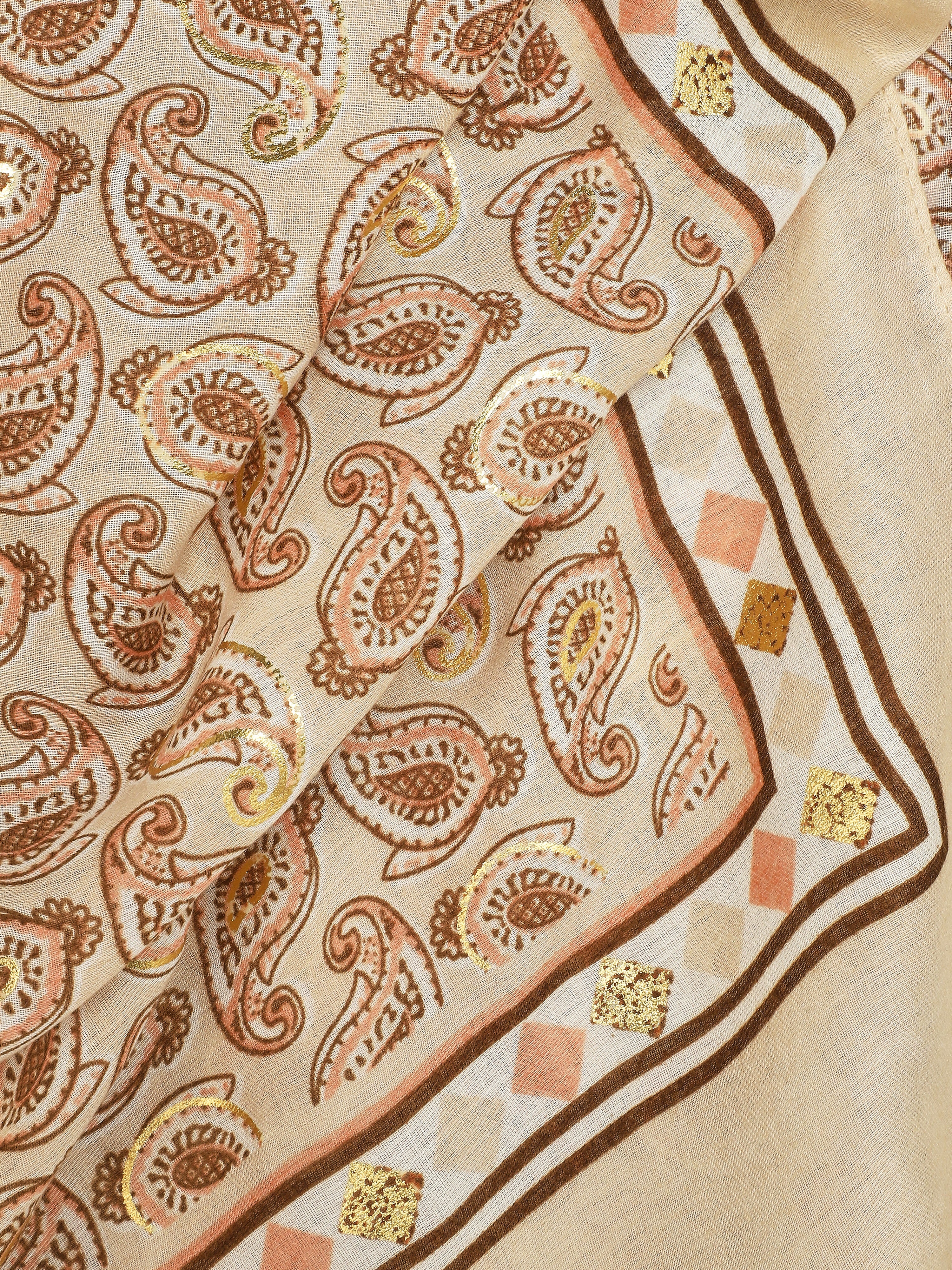 Foulard imprimé cachemire irisé - Beige - 3