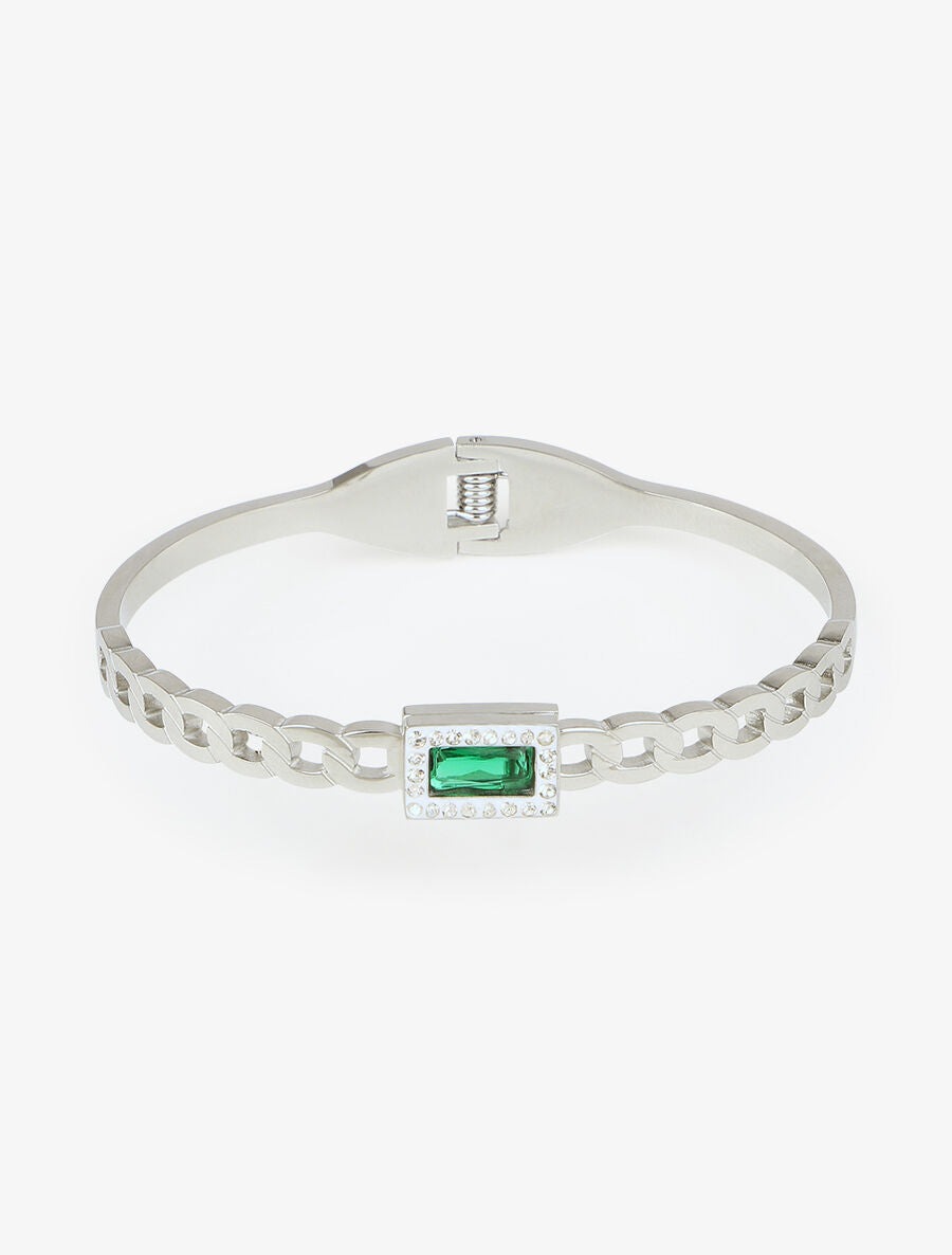 Jonc style chaîne à pierre et strass - Argent - 2