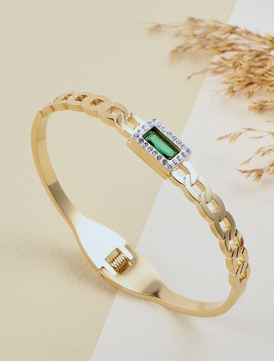 Jonc style chaîne à pierre et strass - Or - 1