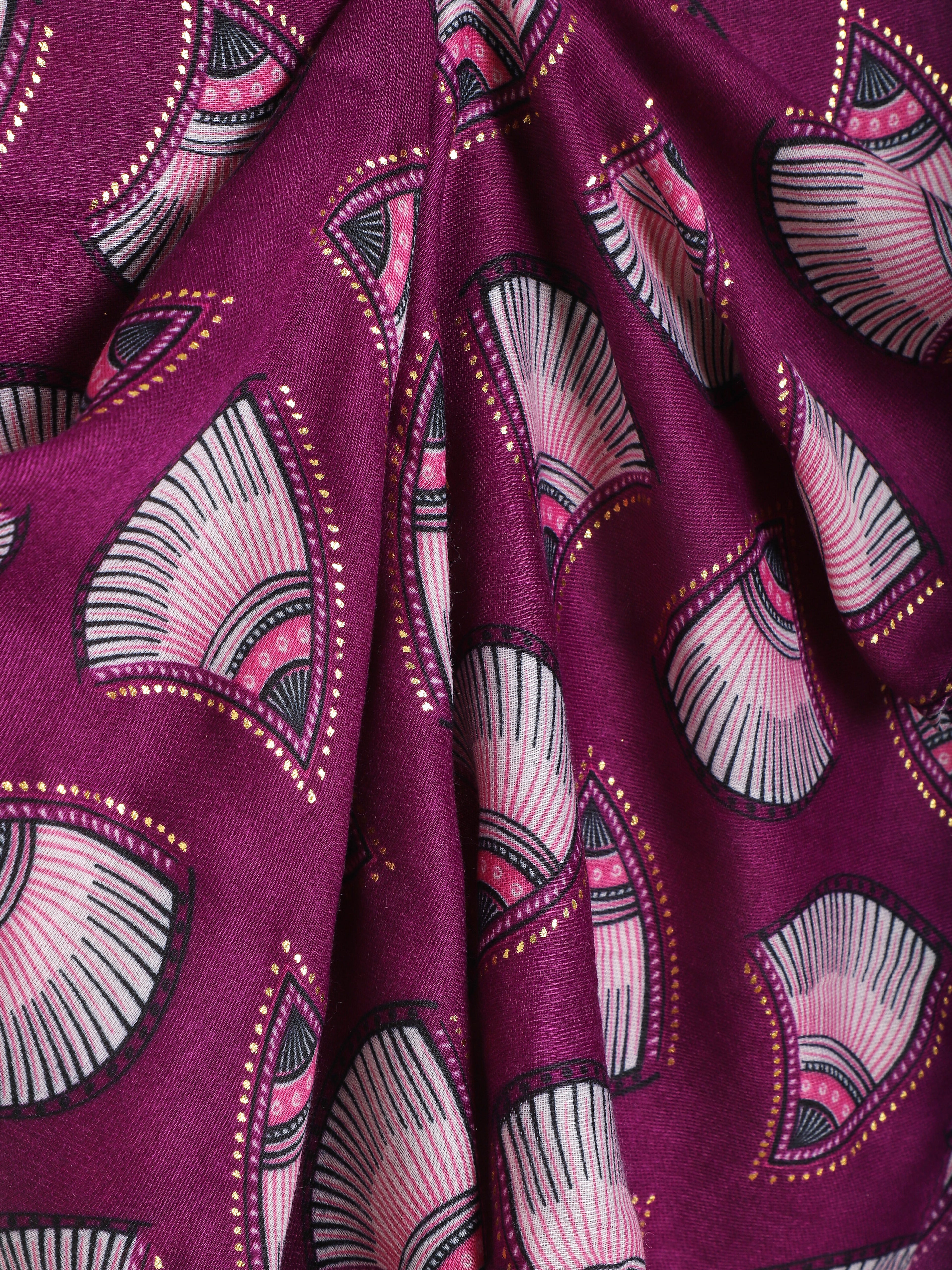 Foulard imprimé éventail - Violet - 3