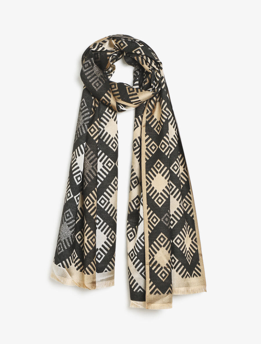 Echarpe motifs géométriques - Noir - 1