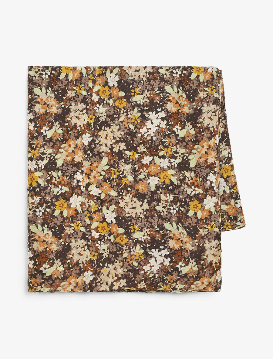 Foulard à imprimé fleuri et paillettes - Taupe - 2