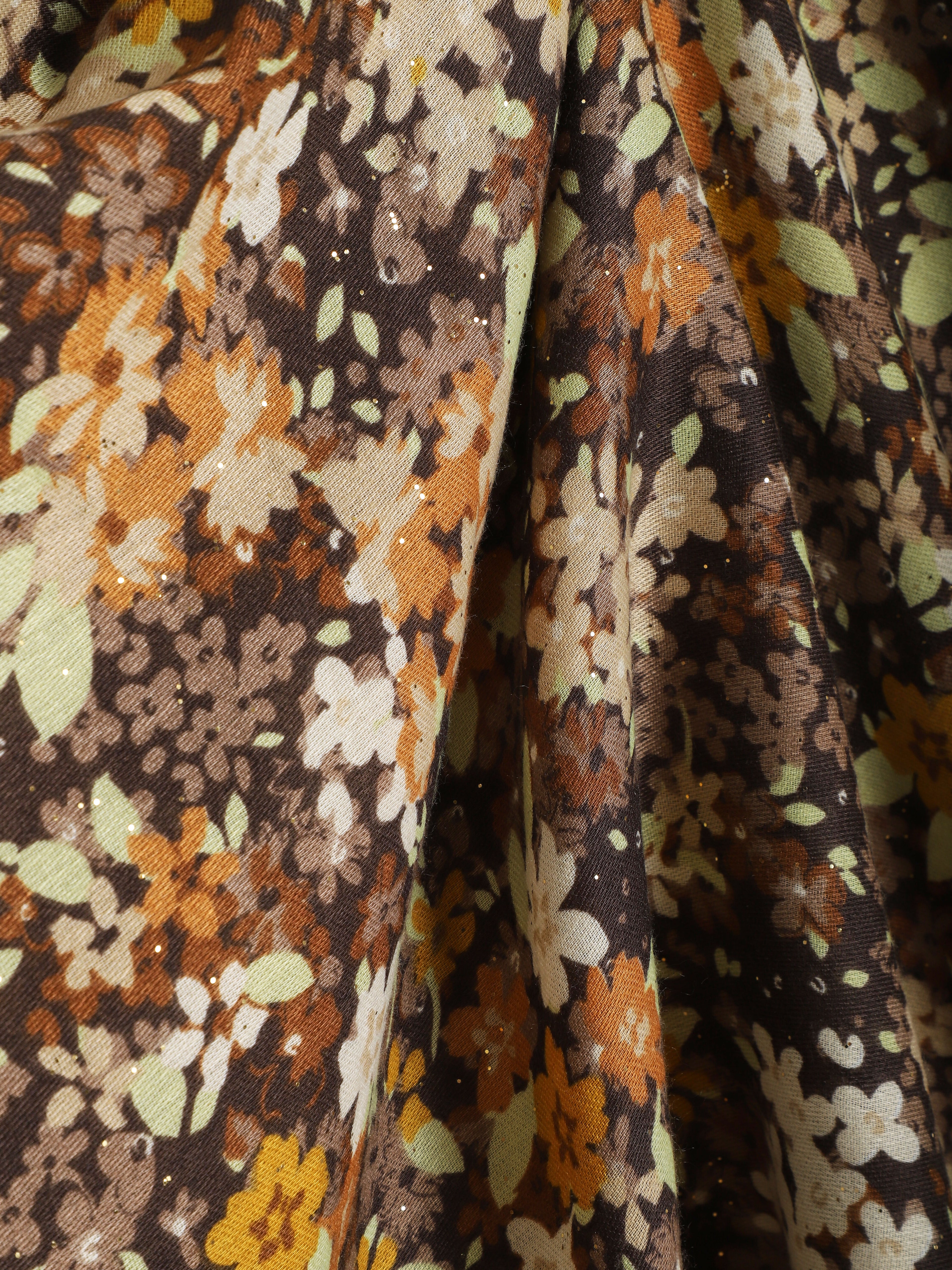 Foulard à imprimé fleuri et paillettes - Taupe - 3