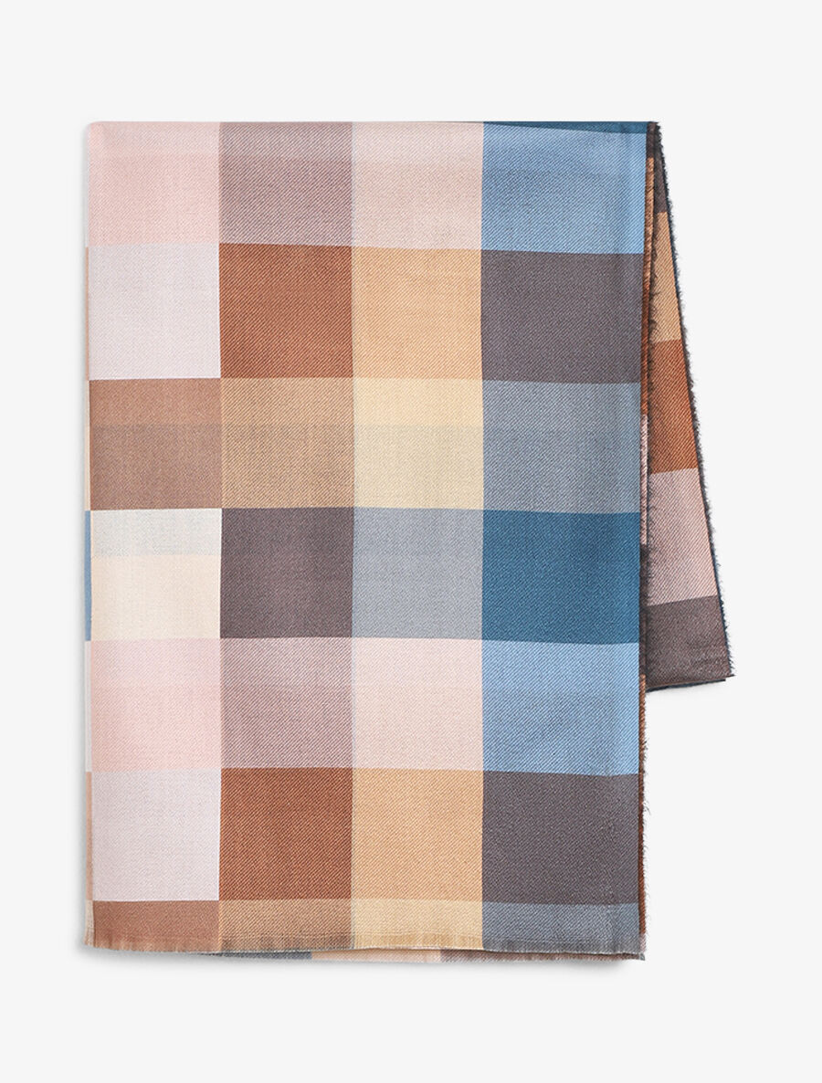 Foulard à imprimé grandes carreaux - Taupe - 2