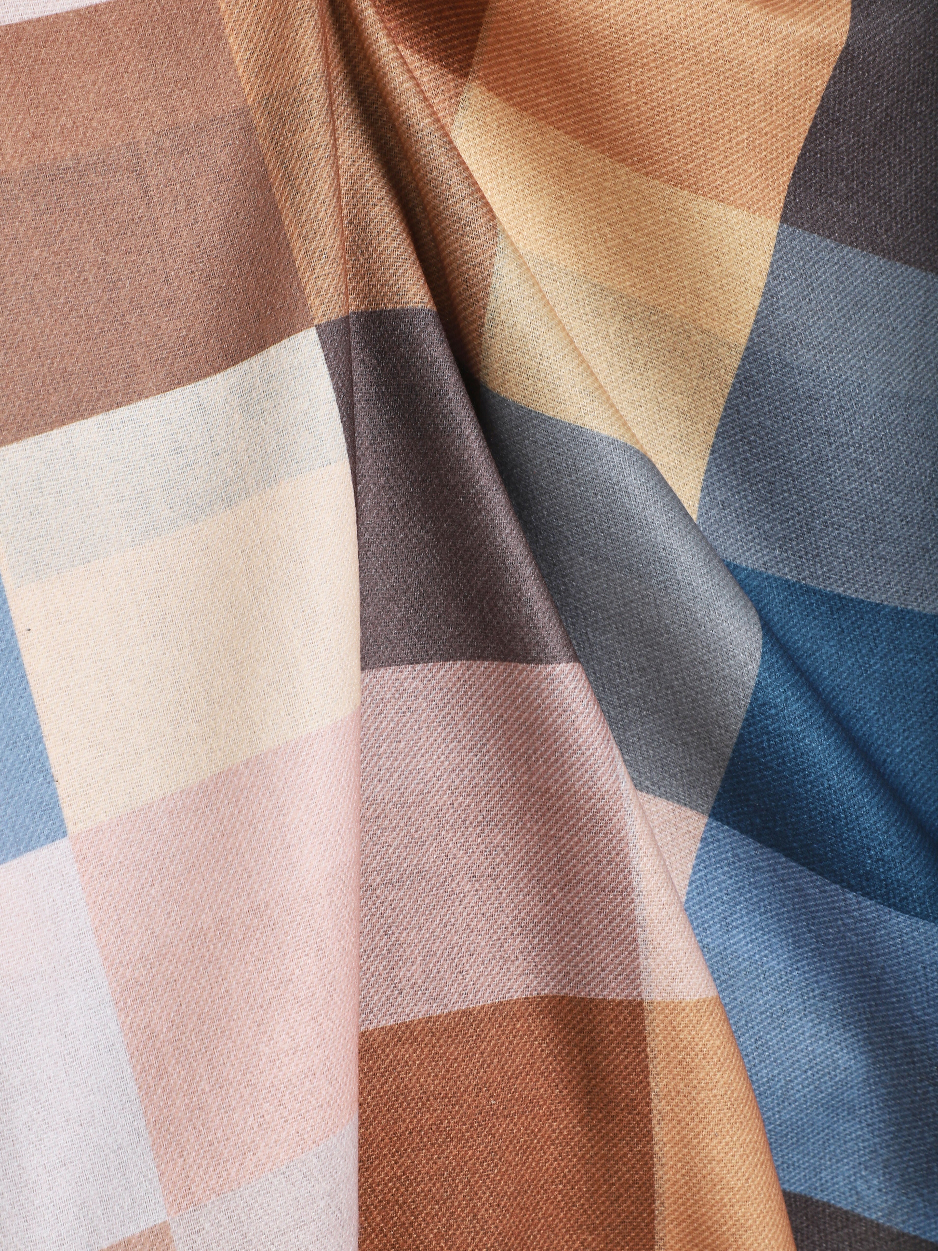 Foulard à imprimé grandes carreaux - Taupe - 3