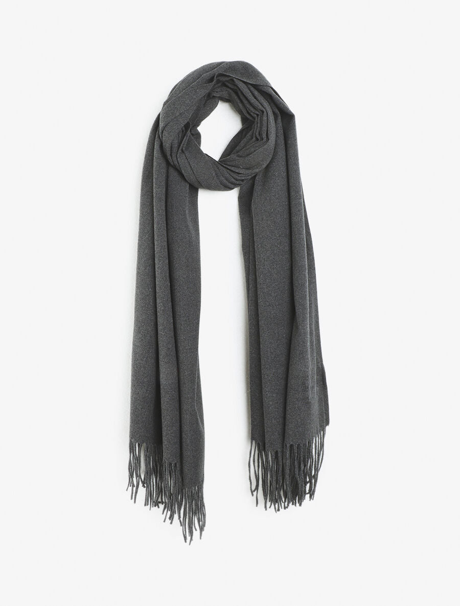 Echarpe unie à franges - Gris - 4