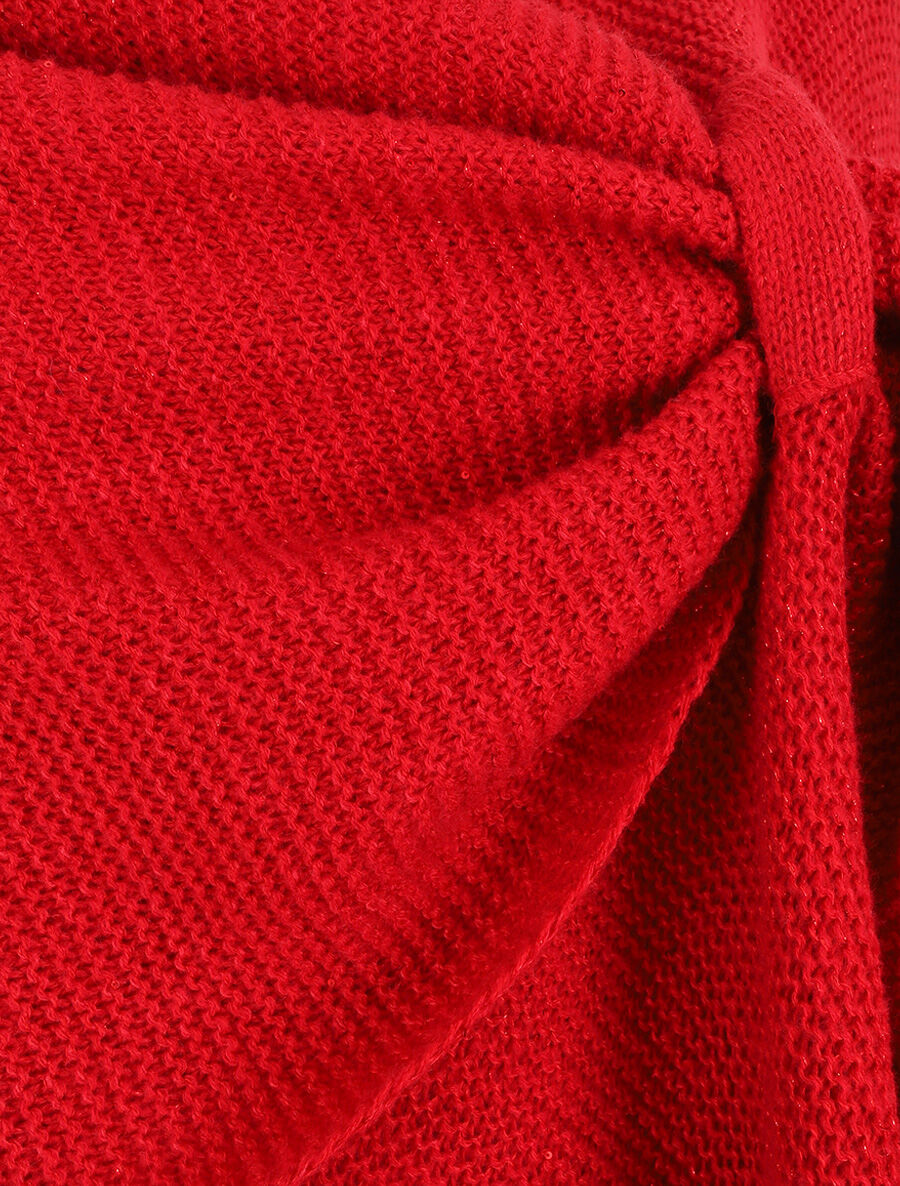 Châle en maille à paillettes - Rouge - 4