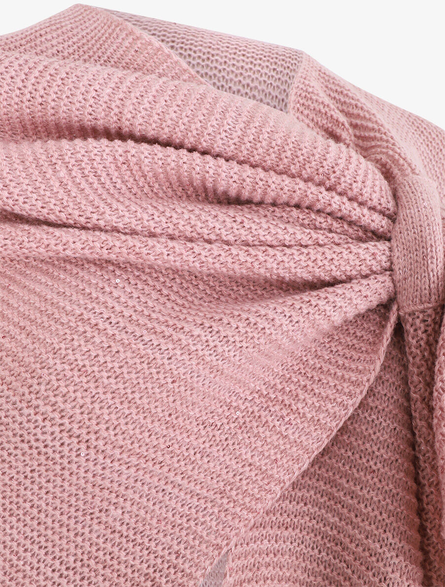 Châle en maille à paillettes - Rose - 4