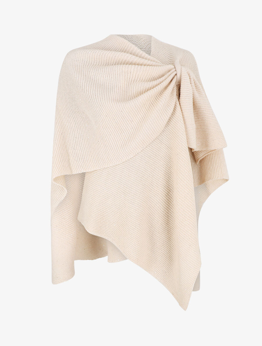 Châle en maille à paillettes - Beige - 5