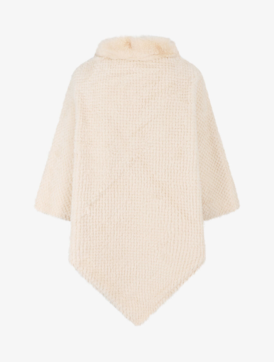 Poncho uni à motif quadrillé - Beige - 2
