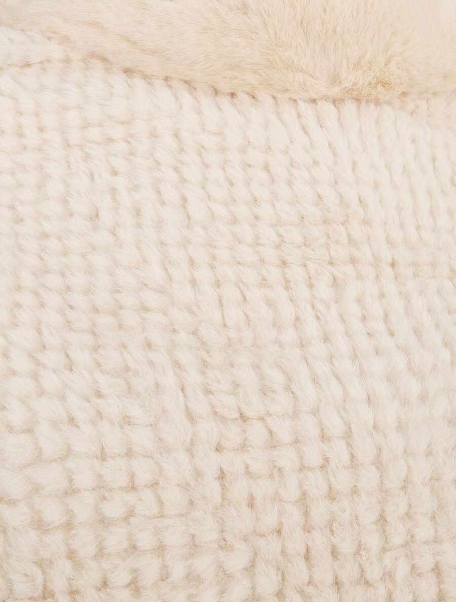 Poncho uni à motif quadrillé - Beige - 3