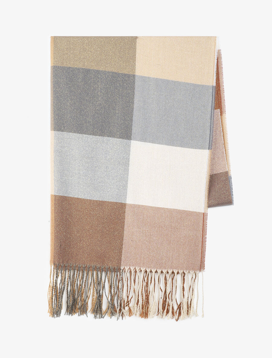 Echarpe irisée à grands carreaux - Camel - 2