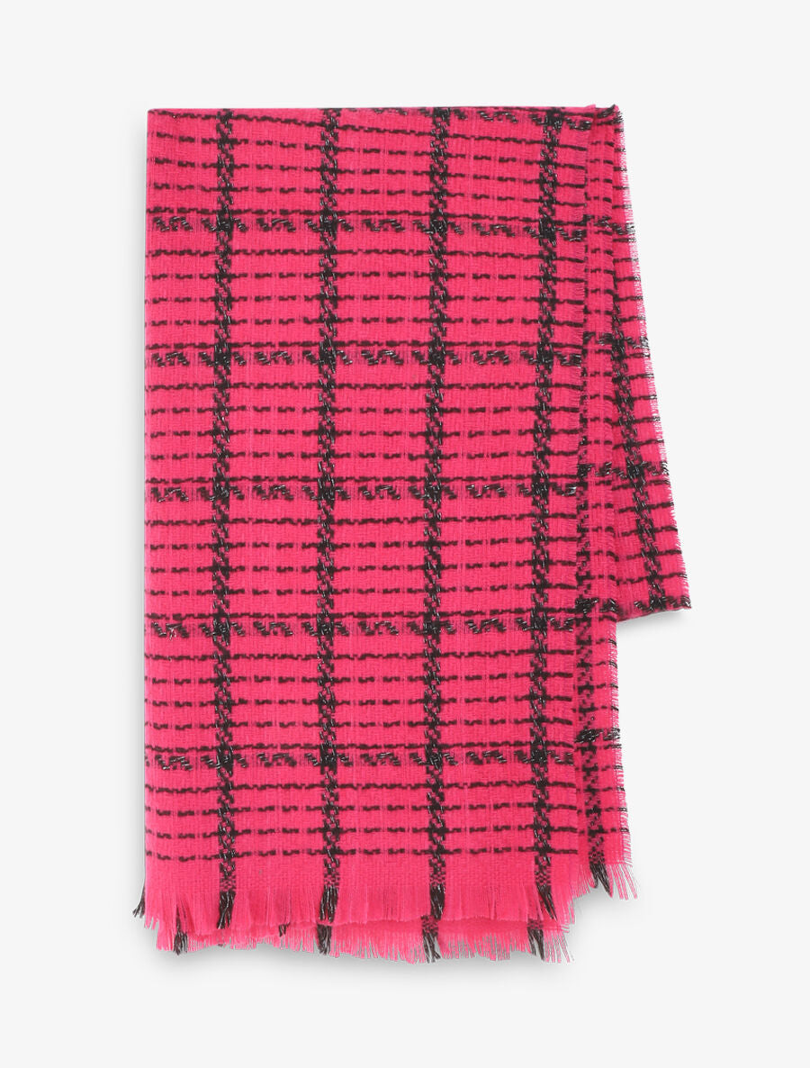 Echarpe épaisse à carreaux - Fuchsia - 2