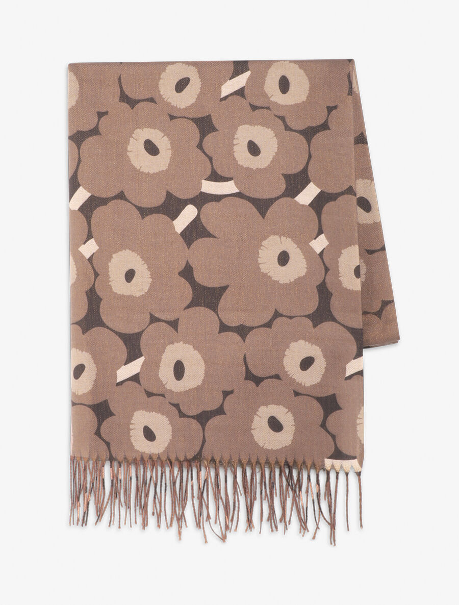 Echarpe fleurie à franges - Taupe - 2