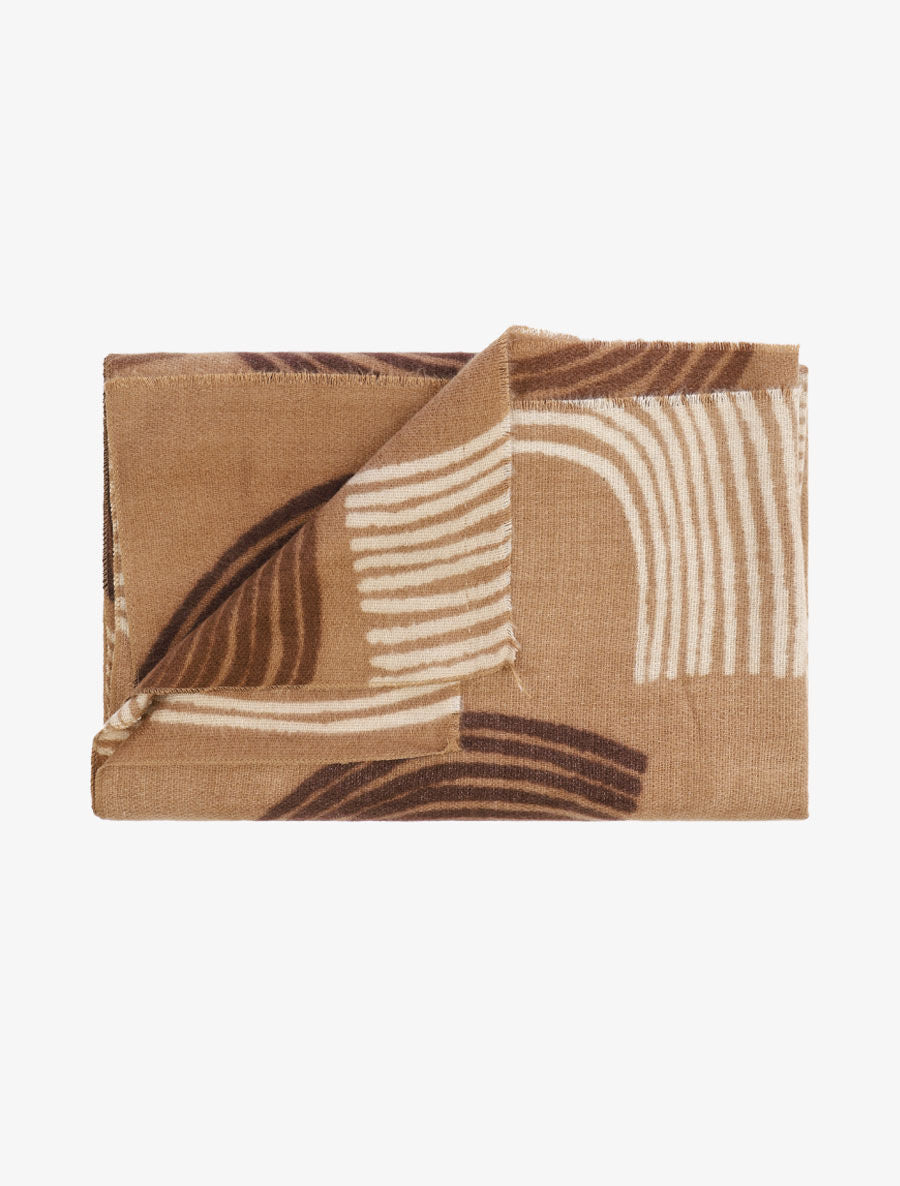 Echarpe imprimé graphique à bords effilochés - Taupe - 2