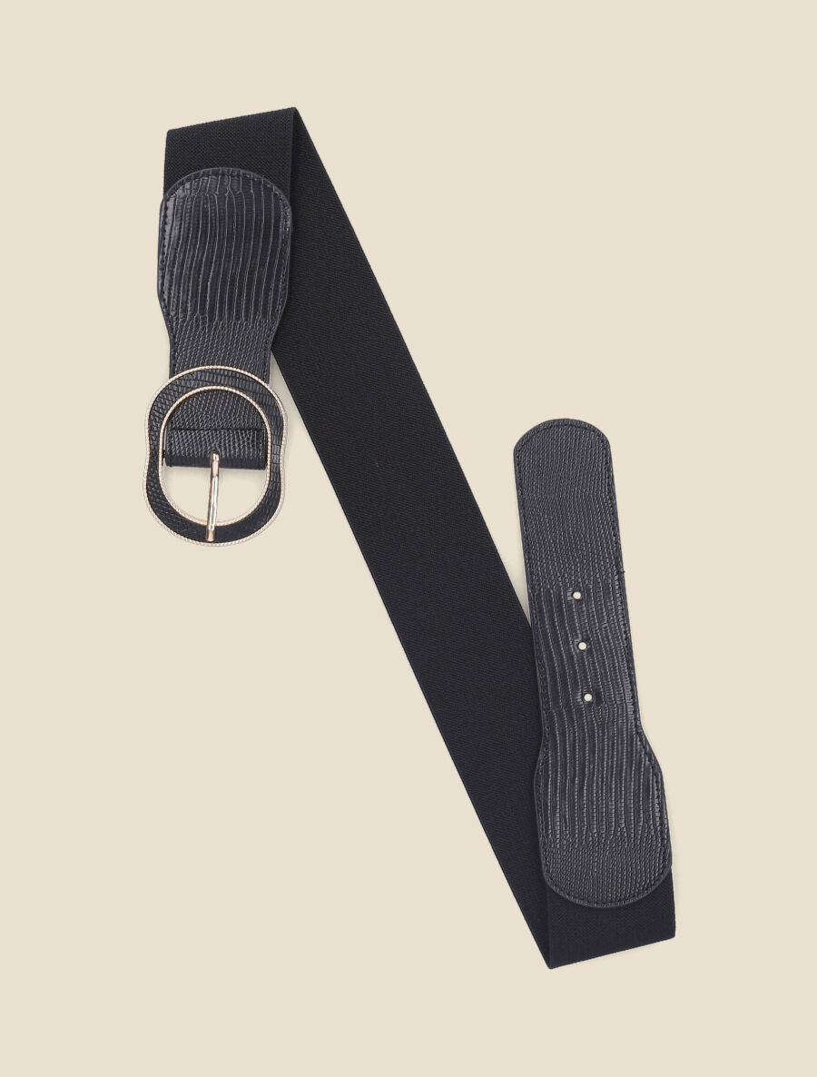 Ceinture extensible imprimé python - Noir - 2