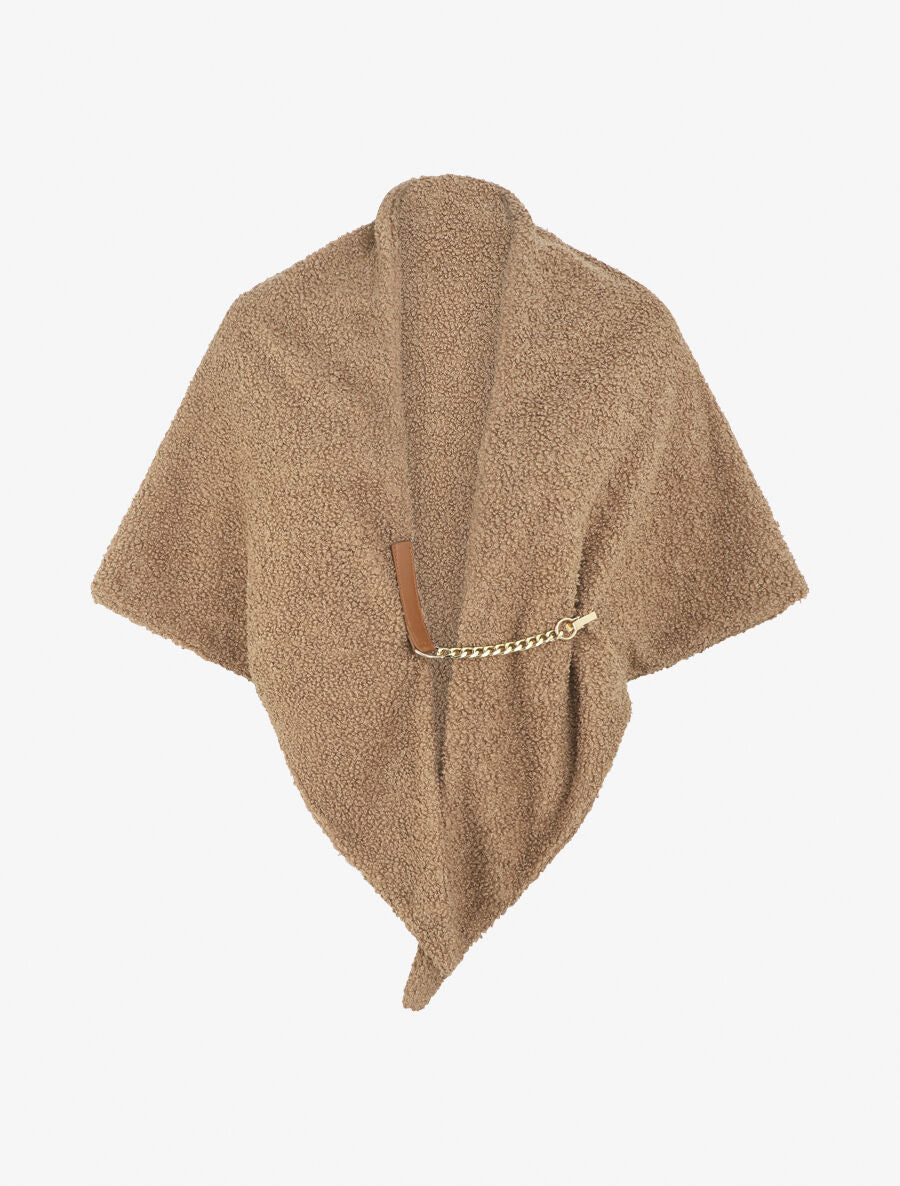 Châle uni effet laine bouclée - Taupe - 1