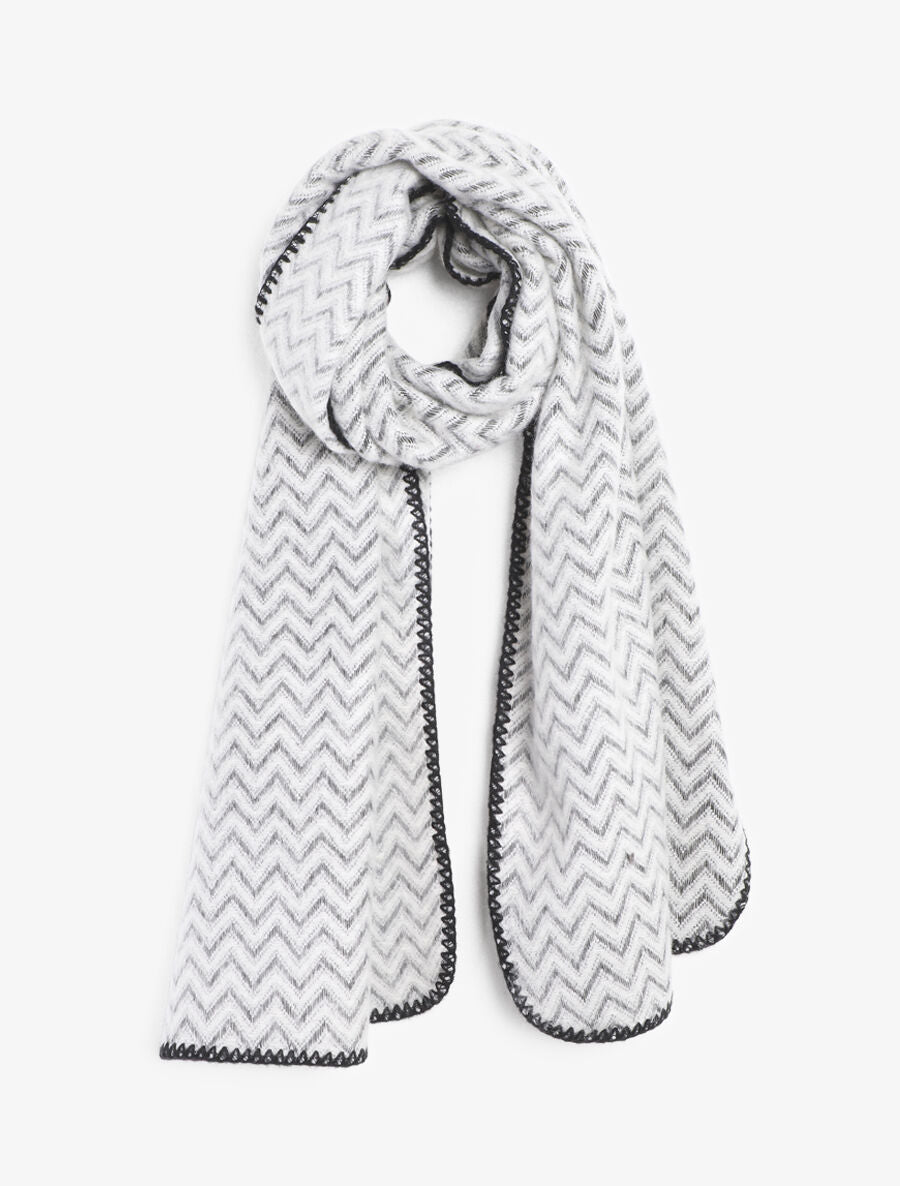Echarpe imprimé zigzag - Blanc - 1
