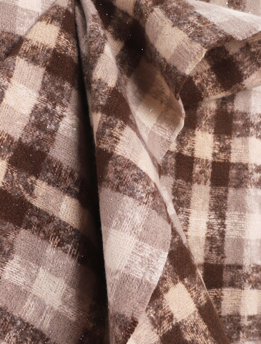 Echarpe à imprimé tartan irisé - Beige - 3