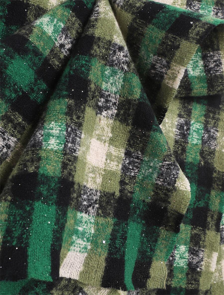 Echarpe à imprimé tartan irisé - Vert - 3