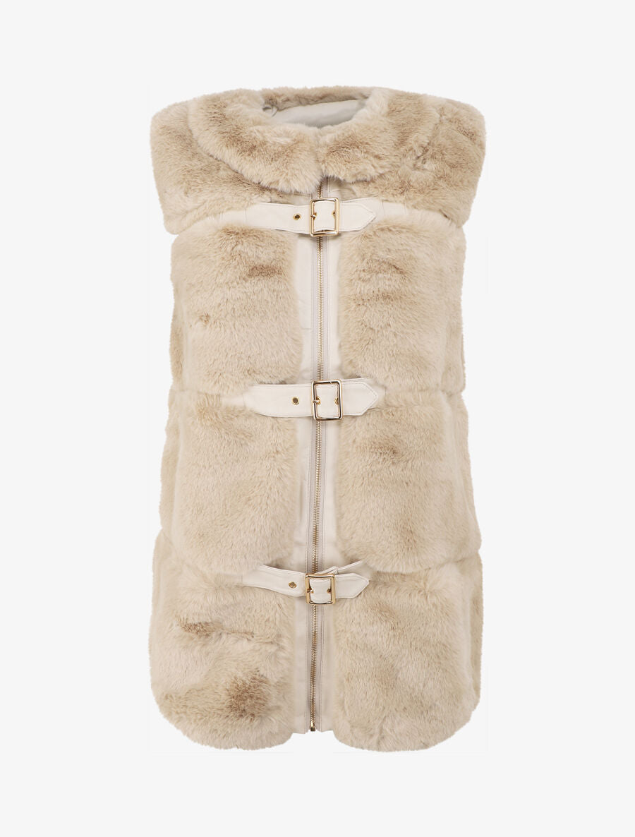 Veste à fermeture sanglée et zippée - Beige - 1