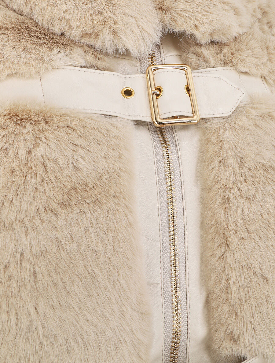 Veste à fermeture sanglée et zippée - Beige - 3