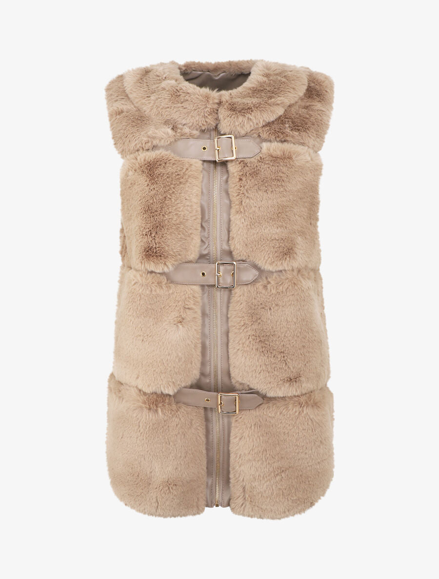 Veste à fermeture sanglée et zippée - Taupe - 1