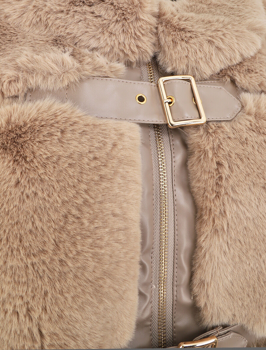 Veste à fermeture sanglée et zippée - Taupe - 3