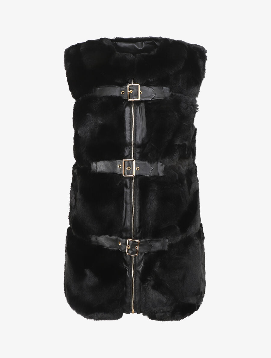 Veste à fermeture sanglée et zippée - Noir - 1