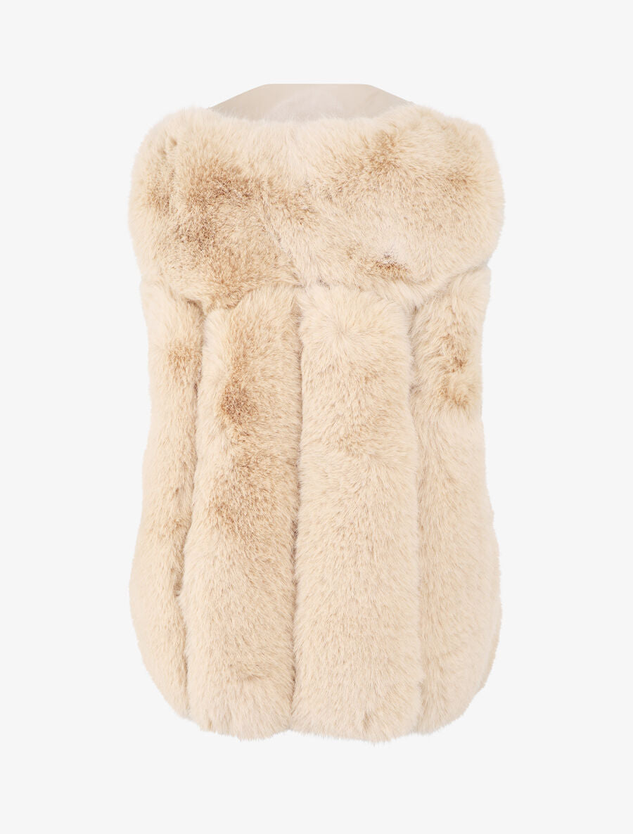 Veste bi-matière boutonnée - Beige - 2