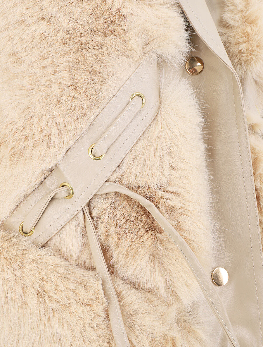 Veste bi-matière boutonnée - Beige - 3
