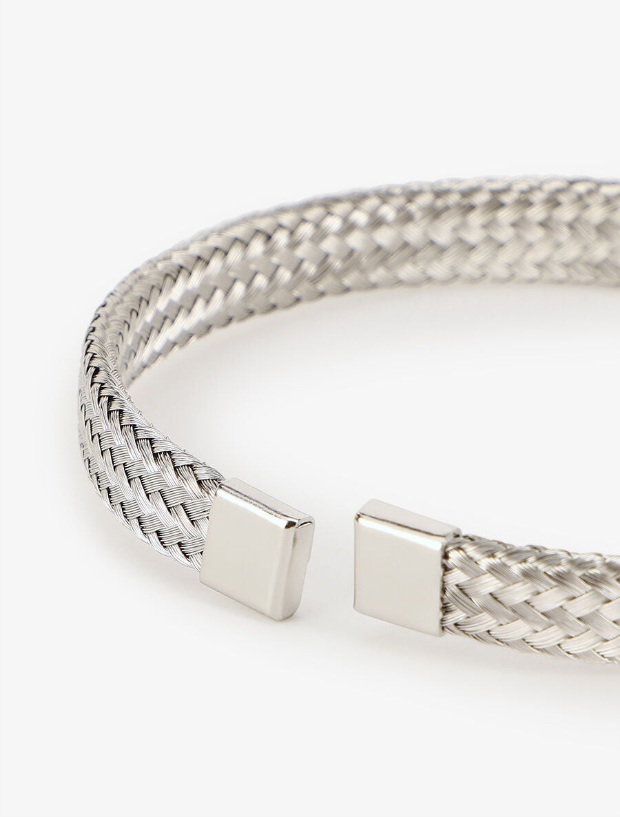 Jonc ouvert effet tissé - Argent - 3