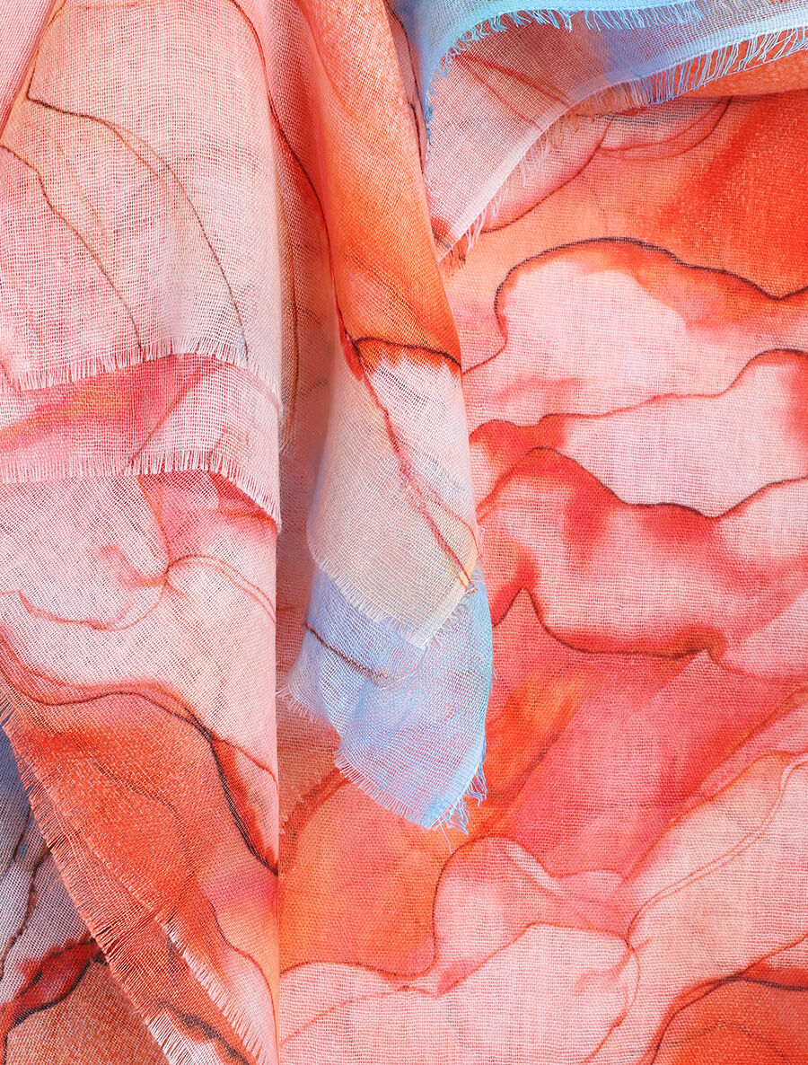 Foulard imprimé marbre - Orange - 3