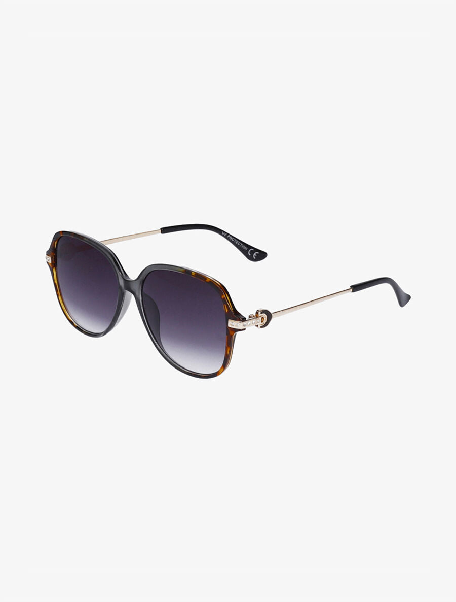 Lunettes de soleil oversize à strass - Brun - 1