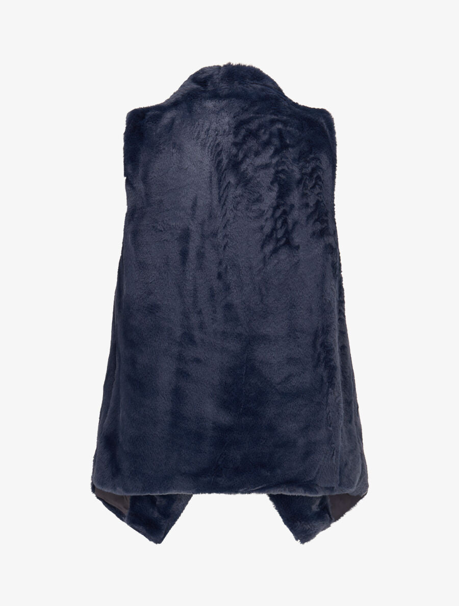 Gilet sans manches en fourrure synthétique - Marine - 2