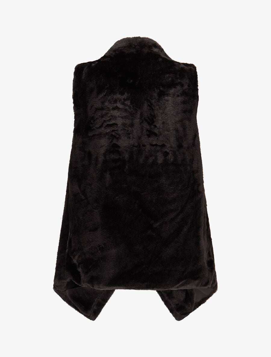 Gilet sans manches en fourrure synthétique - Noir - 2