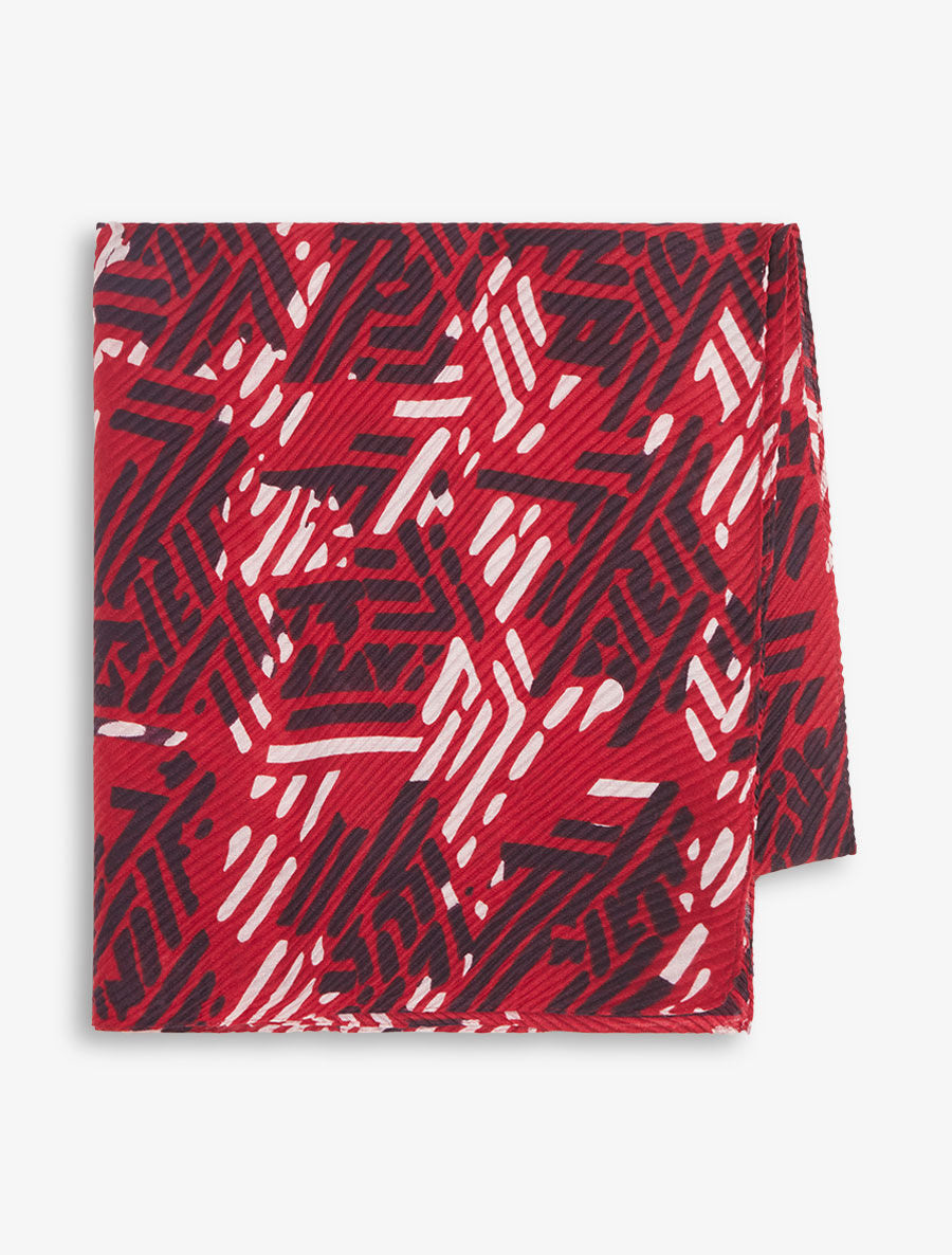 Foulard imprimé graphique bicolore - Rouge - 2
