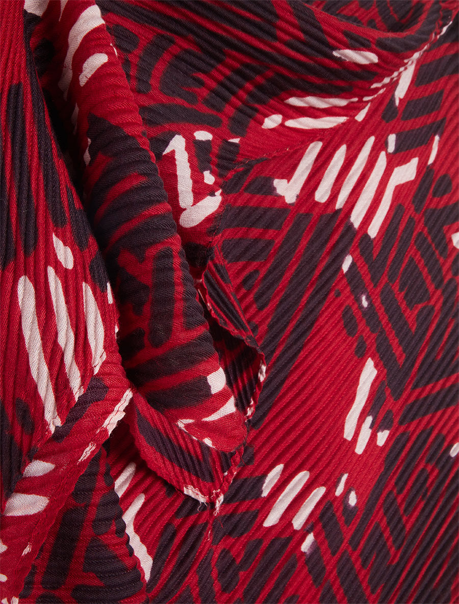 Foulard imprimé graphique bicolore - Rouge - 3