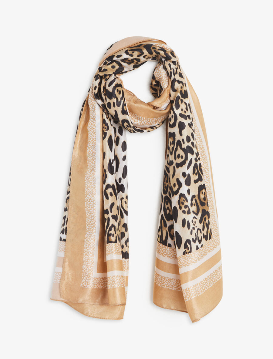 Foulard imprimé léopard et guépard - Beige - 4