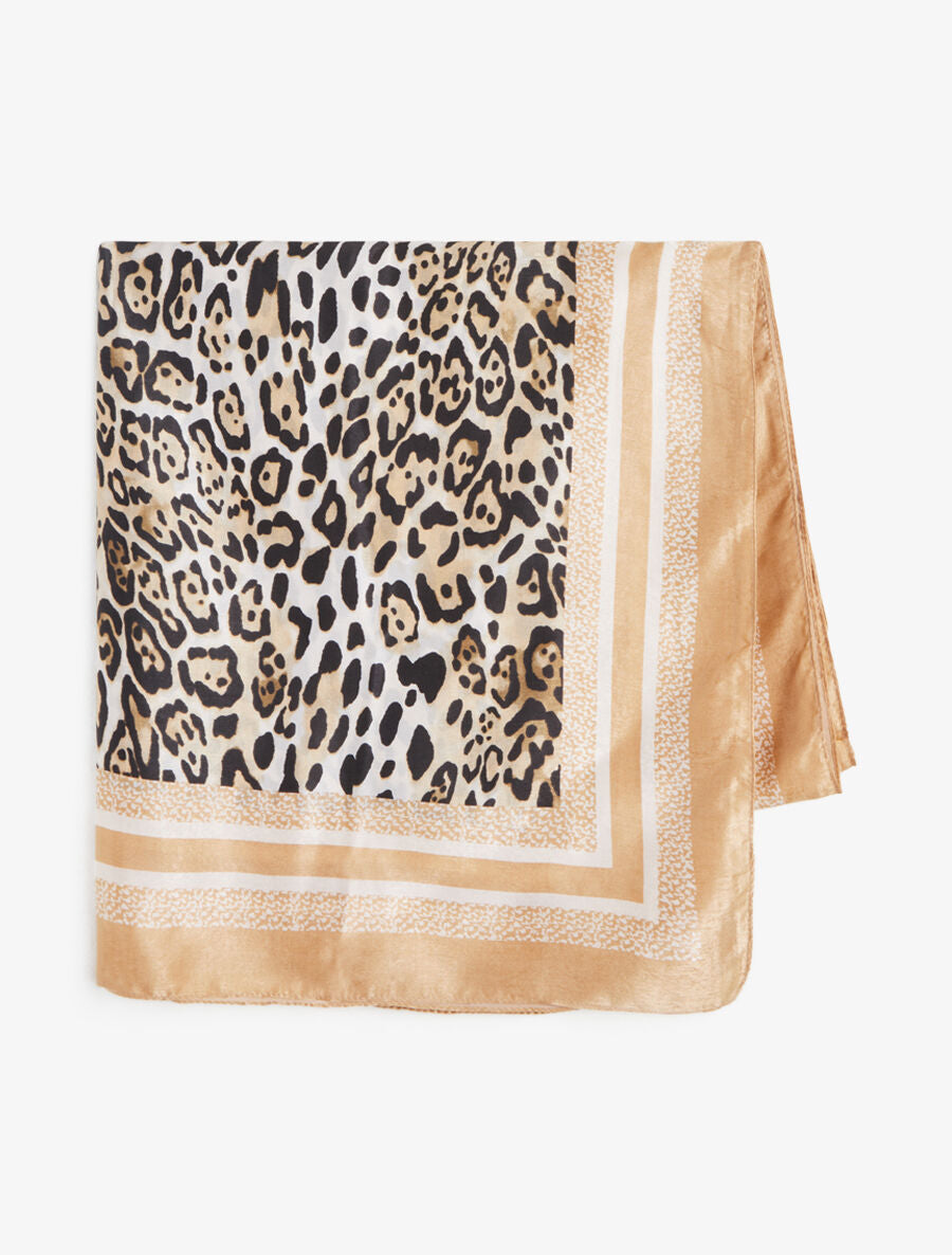Foulard imprimé léopard et guépard - Beige - 2