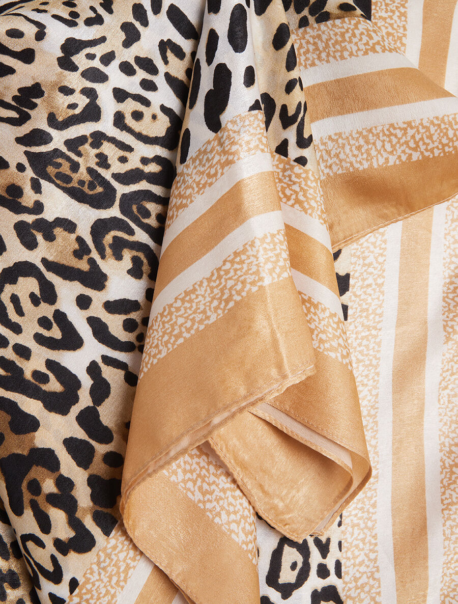 Foulard imprimé léopard et guépard - Beige - 3